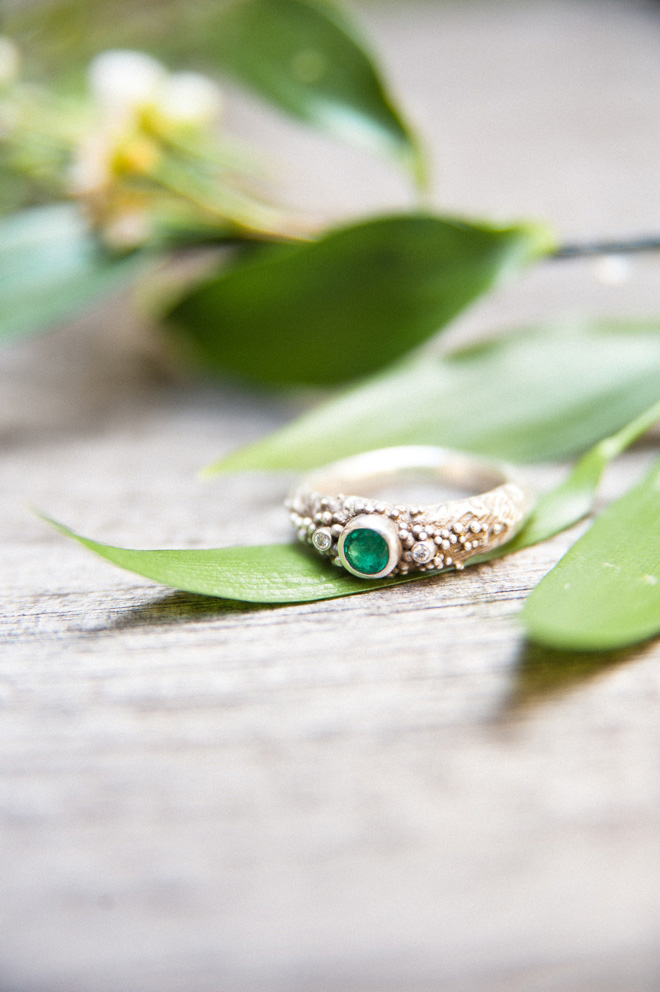 emerald engagement ring photography