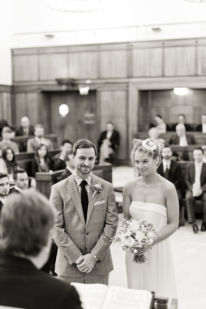 Town Hall Hotel Wedding Photographer ceremony black and white classic photo