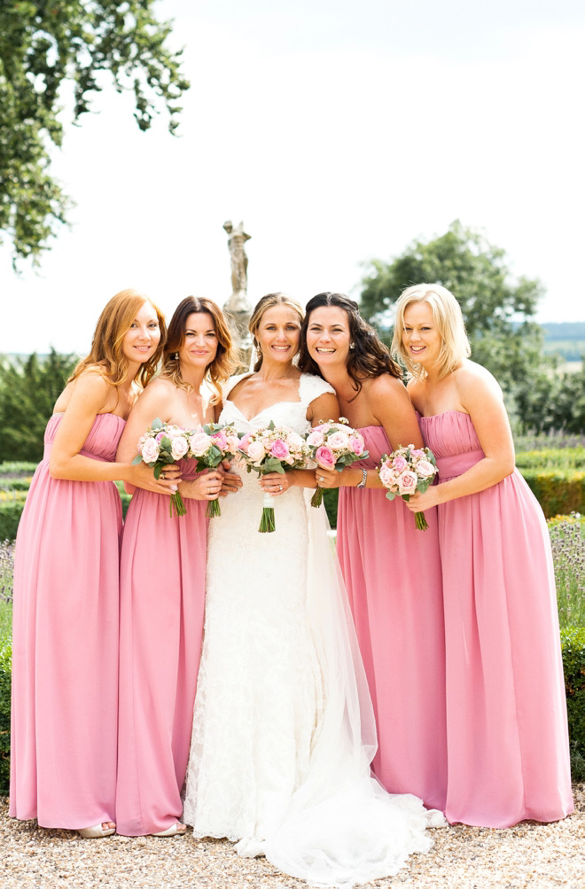 Danesfield House wedding bridesmaids in pink