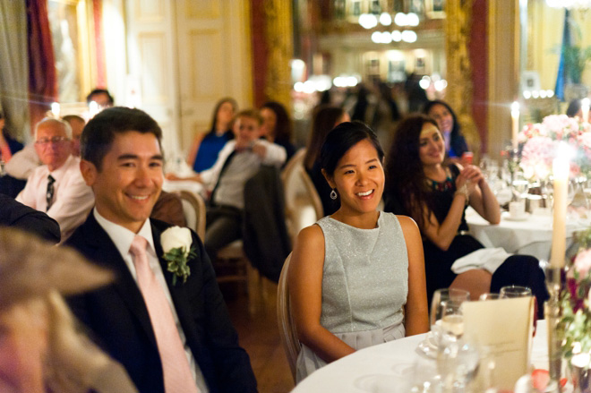 laughing wedding guests at goodwood house wedding