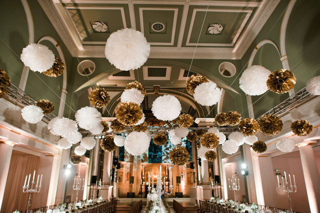 weddng decor with pom pons at one marylebone london