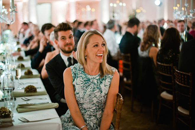 laughing lady guest at one marylebone wedding 